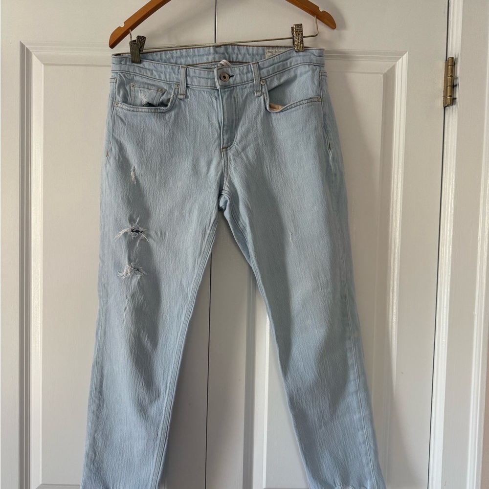 Rag & Bone Dre Low Rise Slim Boyfriend Jeans Light Wash Distressed